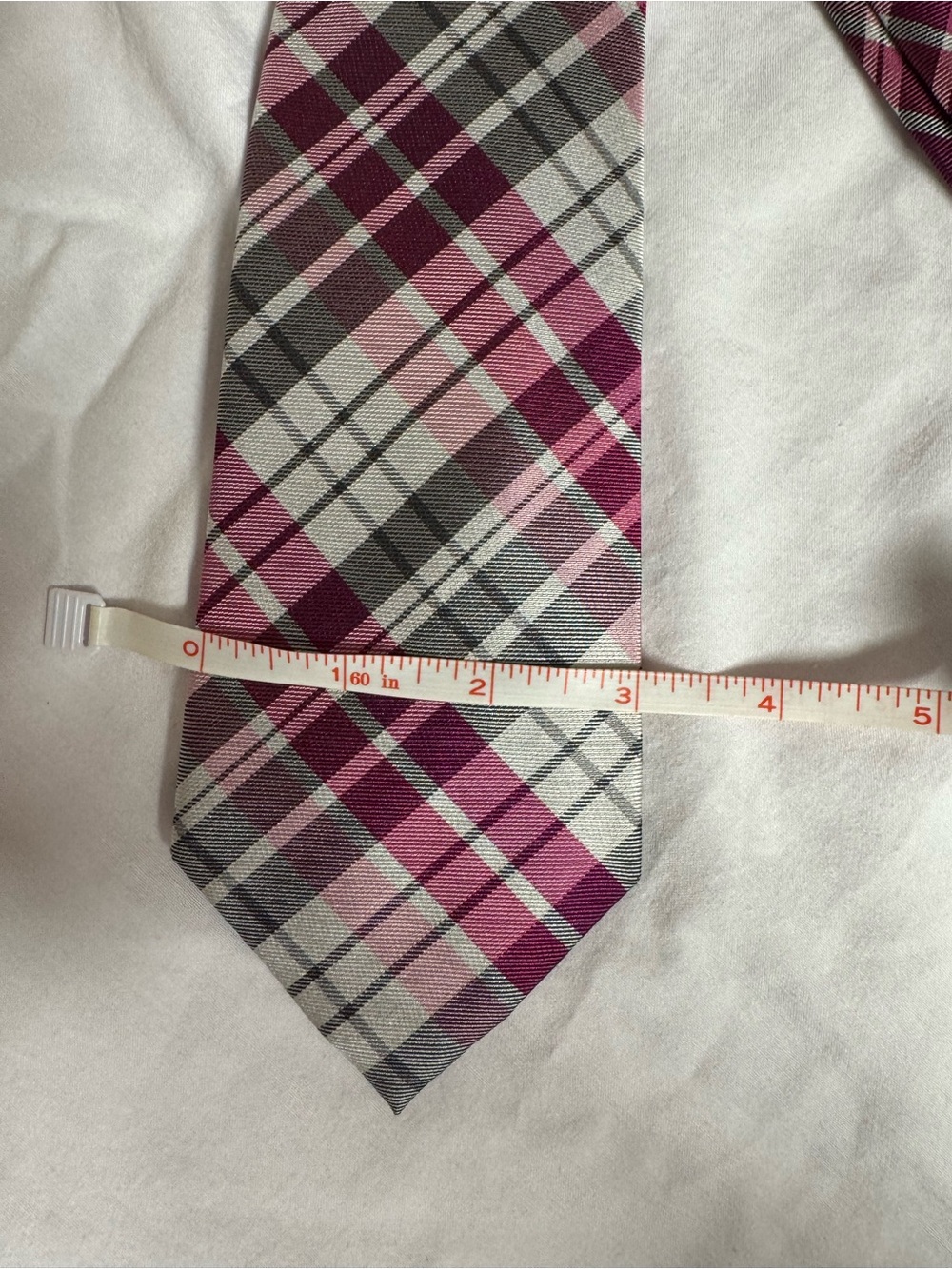Express Pink and Gray Plaid Men's Tie